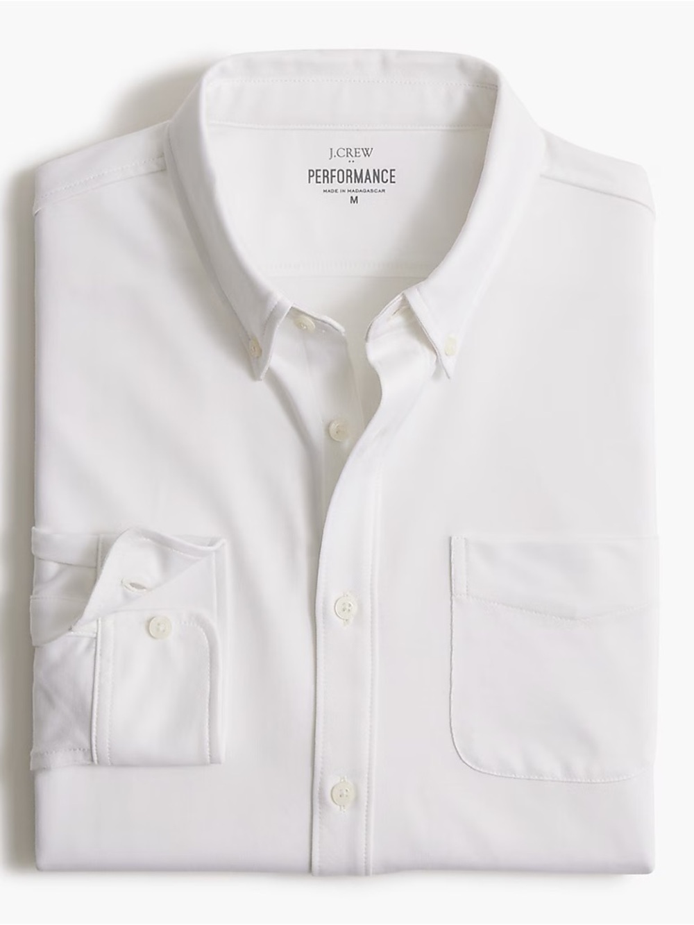 J. Crew Factory White Performance Knit Button-Down Shirt